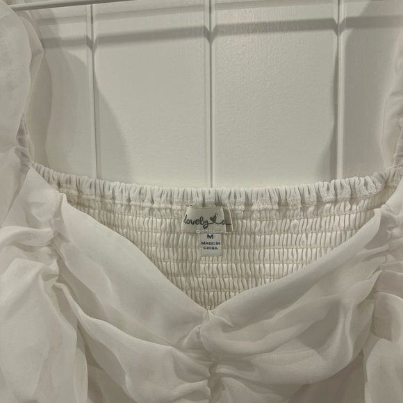 Long sleeve, White Midi Dress - Picture 3 of 3